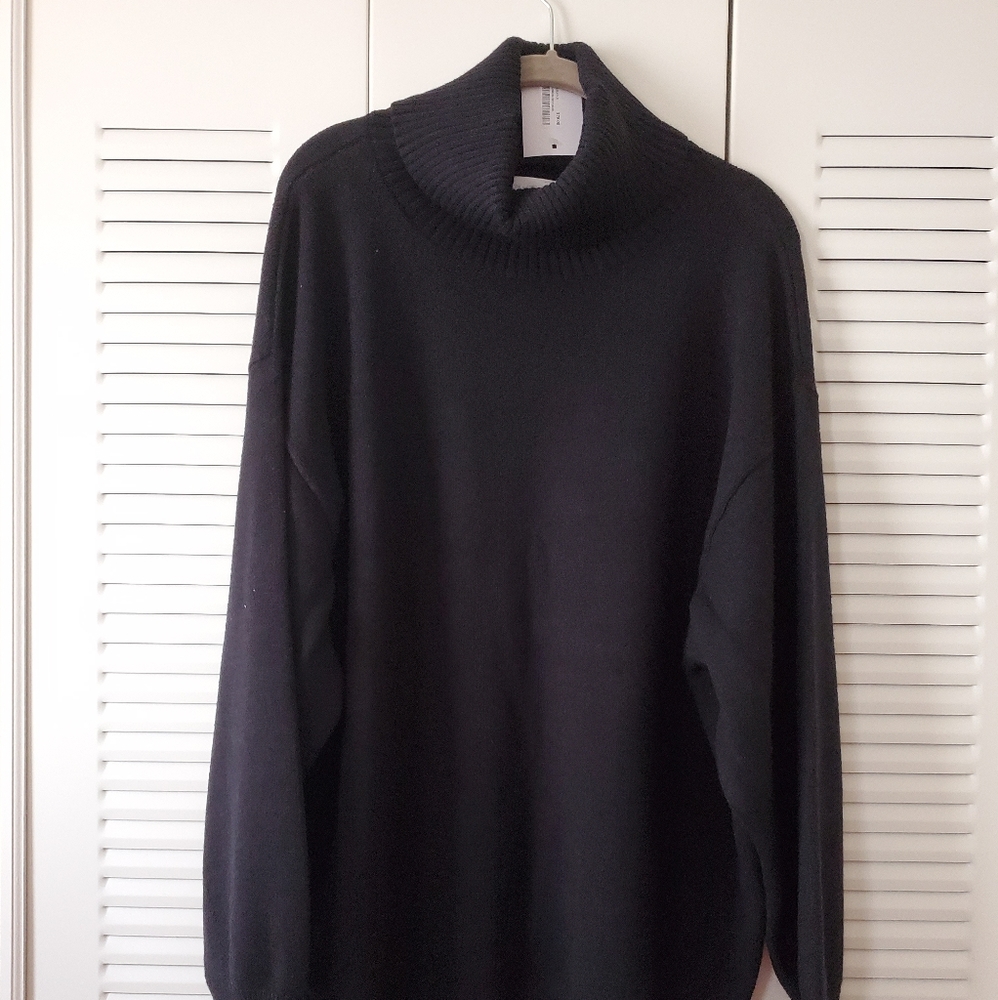 Oak + Fort Oversized XL Black Turtleneck Sweater